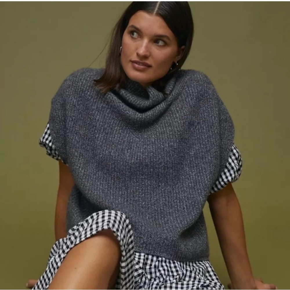Anthropologie Charcoal Sweater Poncho